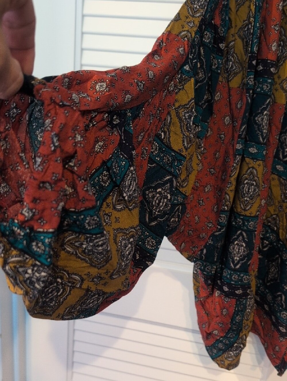 Hayden Boho Patchwork Open Front Komodo- Red, Teal, Mustard NWT Size M - Picture 8 of 10